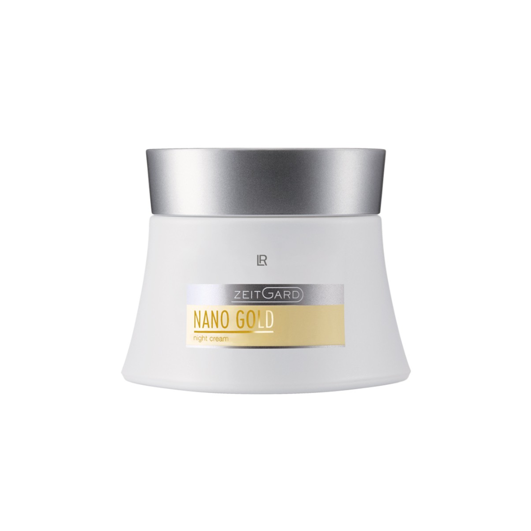 LR ZEITGARD Nanogold Night Cream Rich care fights the signs of tired skin overnight Micro-algae extract supports skin regeneration and improves skin structure With active ingredient transport system For use with the Face Smoothing Tool